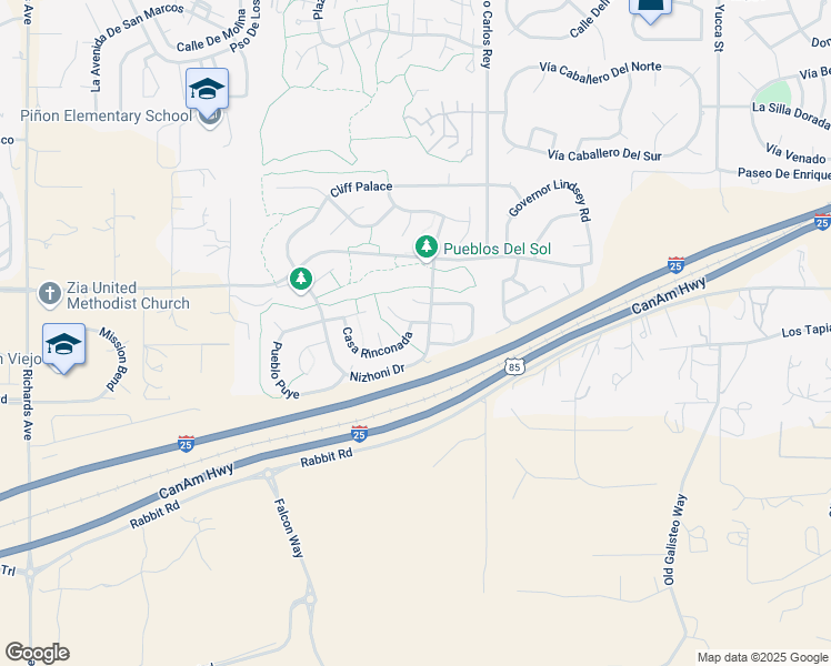 map of restaurants, bars, coffee shops, grocery stores, and more near 3205 Casa Rinconada in Santa Fe