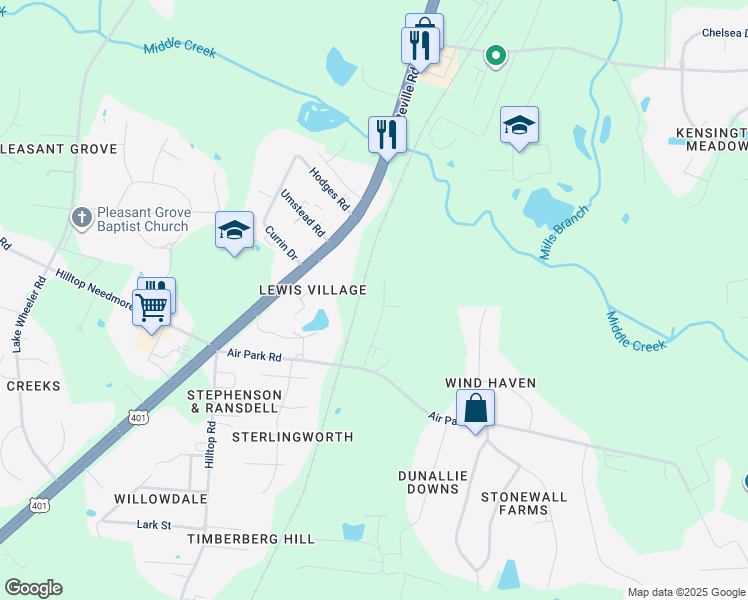 map of restaurants, bars, coffee shops, grocery stores, and more near 2509 Waco Commercial Court in Fuquay-Varina