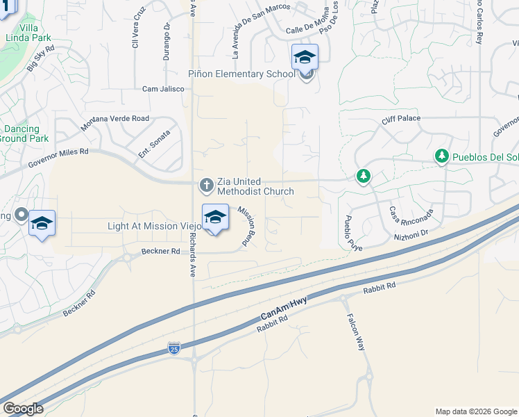 map of restaurants, bars, coffee shops, grocery stores, and more near 3413 Callejon Norte in Santa Fe