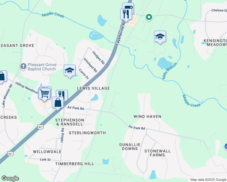 map of restaurants, bars, coffee shops, grocery stores, and more near 2509 Waco Commercial Court in Fuquay-Varina