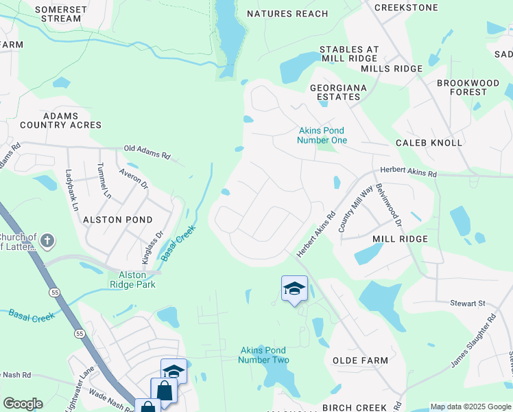 map of restaurants, bars, coffee shops, grocery stores, and more near 2414 Plowridge Road in Fuquay-Varina