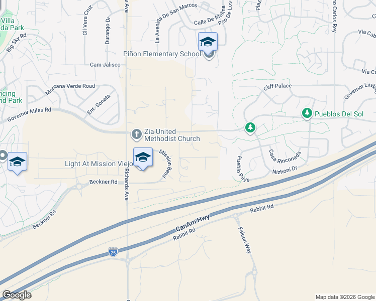 map of restaurants, bars, coffee shops, grocery stores, and more near 3413 Callejon Norte in Santa Fe