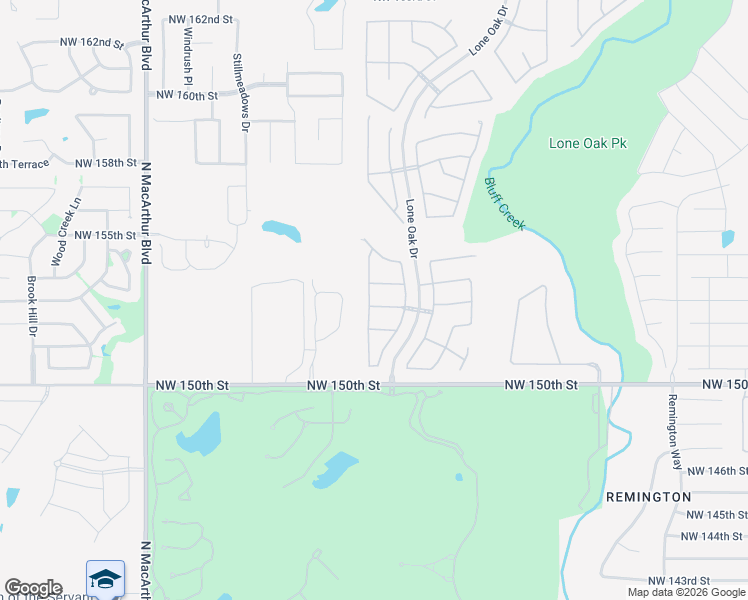map of restaurants, bars, coffee shops, grocery stores, and more near 5005 Northwest 153rd Street in Edmond
