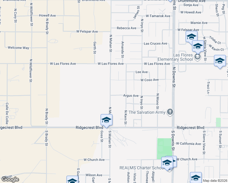 map of restaurants, bars, coffee shops, grocery stores, and more near 1224 Argus Avenue in Ridgecrest