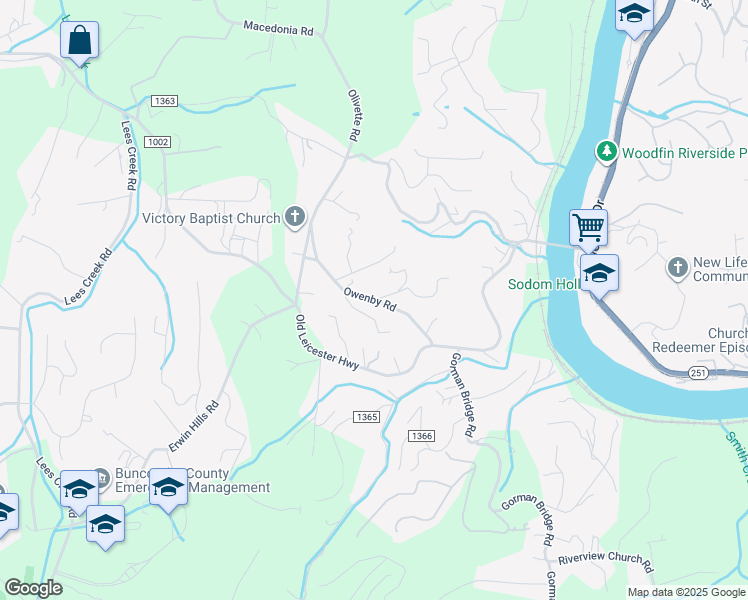map of restaurants, bars, coffee shops, grocery stores, and more near 33 Owenby Road in Asheville