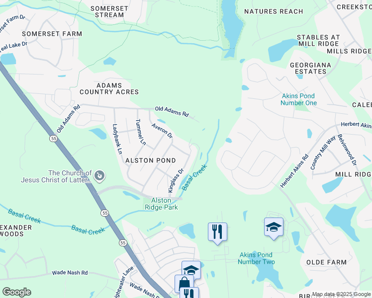 map of restaurants, bars, coffee shops, grocery stores, and more near 825 Downfield Lane in Fuquay-Varina
