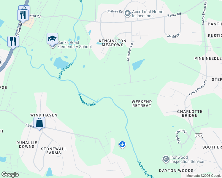 map of restaurants, bars, coffee shops, grocery stores, and more near 1423 Alderman Circle in Raleigh