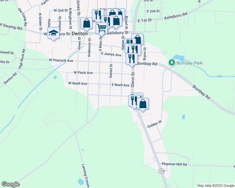 map of restaurants, bars, coffee shops, grocery stores, and more near 139 East Carroll Avenue in Denton