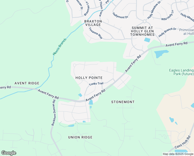 map of restaurants, bars, coffee shops, grocery stores, and more near 121 Pointe Park Circle in Holly Springs