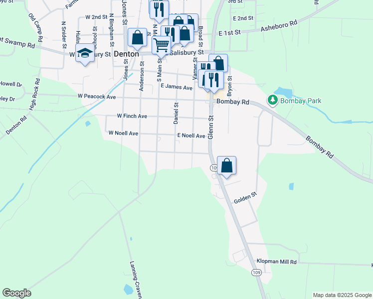 map of restaurants, bars, coffee shops, grocery stores, and more near 139 East Carroll Avenue in Denton