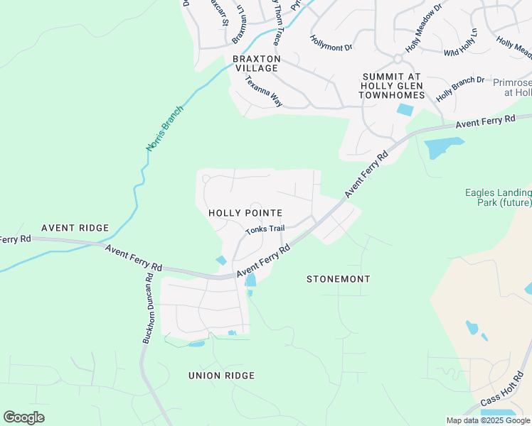 map of restaurants, bars, coffee shops, grocery stores, and more near 121 Pointe Park Circle in Holly Springs