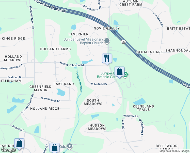 map of restaurants, bars, coffee shops, grocery stores, and more near 9204 Woodthrush Court in Raleigh