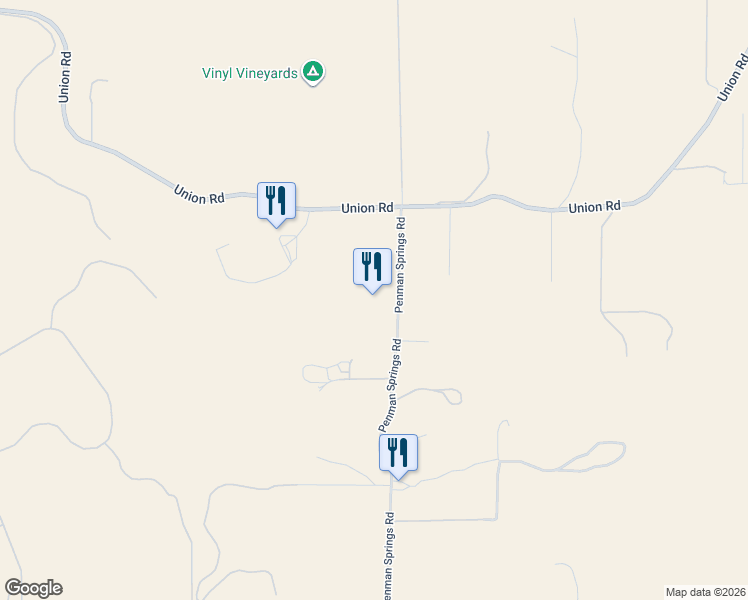 map of restaurants, bars, coffee shops, grocery stores, and more near 1985 Penman Springs Road in Paso Robles