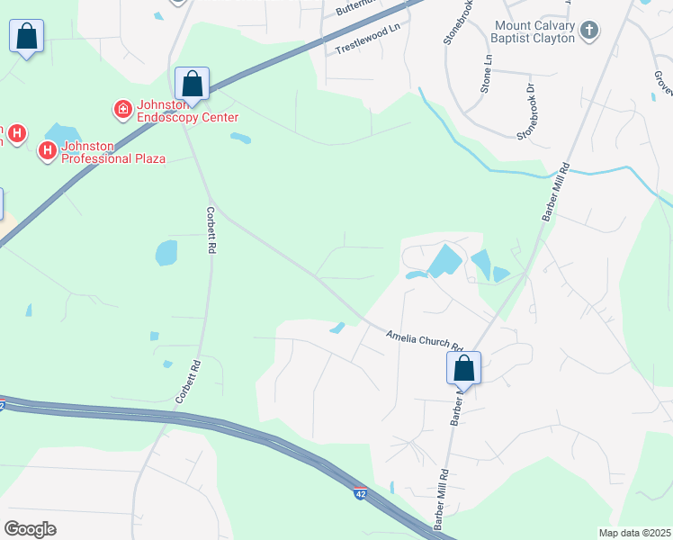 map of restaurants, bars, coffee shops, grocery stores, and more near 54 Thumper Way in Clayton