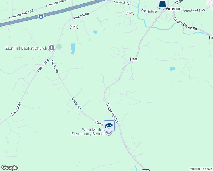 map of restaurants, bars, coffee shops, grocery stores, and more near 5054 Sugar Hill Road in Marion