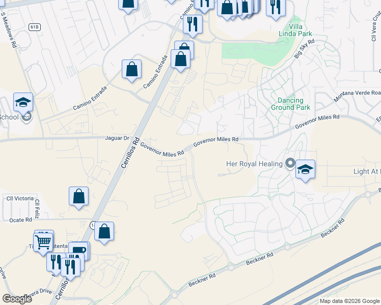 map of restaurants, bars, coffee shops, grocery stores, and more near 4604 Rail Runner Road in Santa Fe