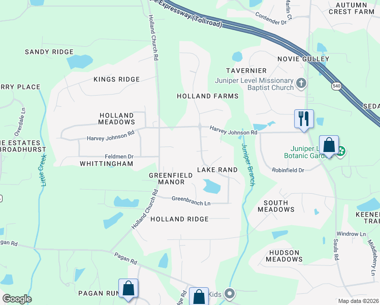 map of restaurants, bars, coffee shops, grocery stores, and more near 1104 Danesfield Court in Raleigh