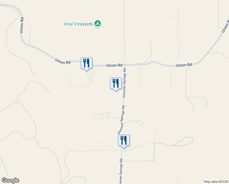 map of restaurants, bars, coffee shops, grocery stores, and more near 1985 Penman Springs Road in Paso Robles
