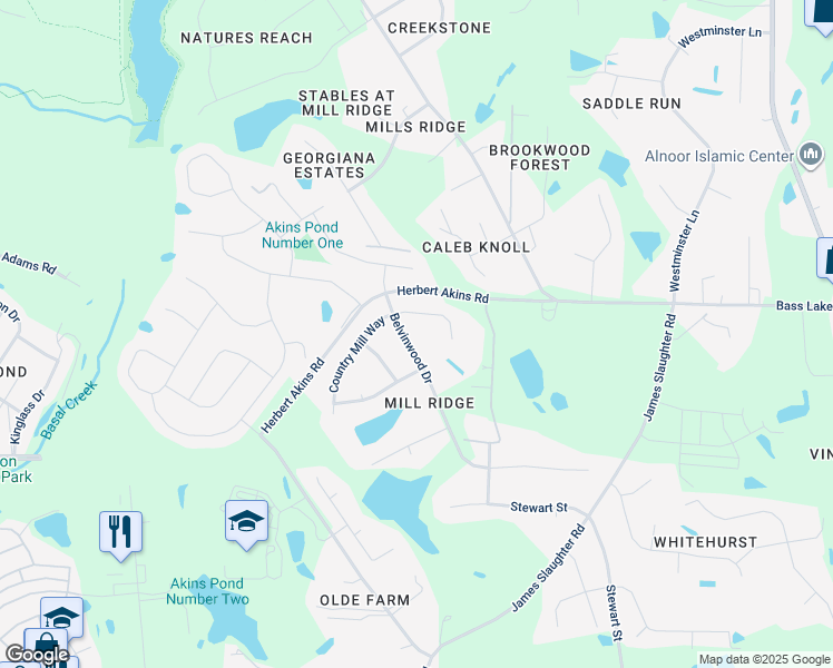 map of restaurants, bars, coffee shops, grocery stores, and more near 2530 Belvinwood Drive in Fuquay Varina