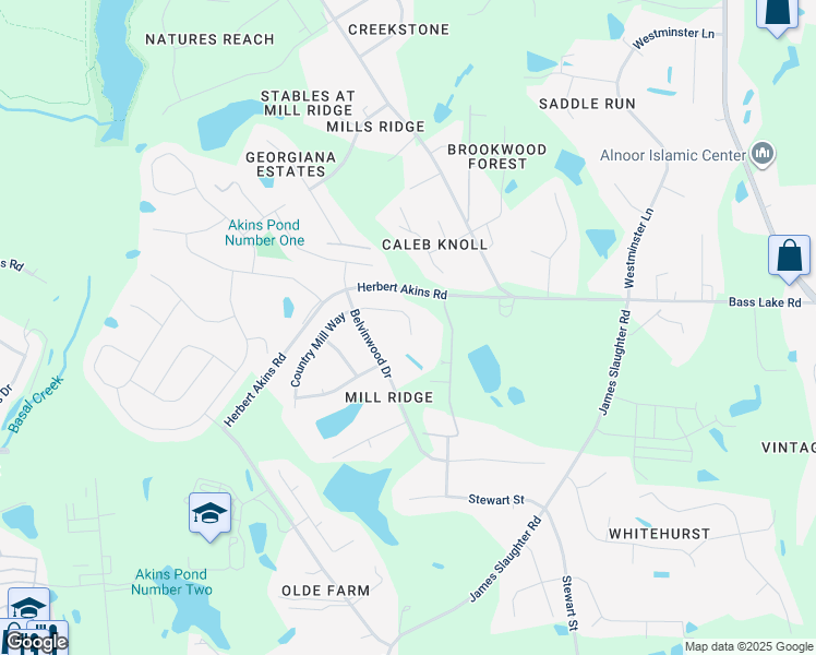 map of restaurants, bars, coffee shops, grocery stores, and more near 348 Country Mill Way in Fuquay Varina