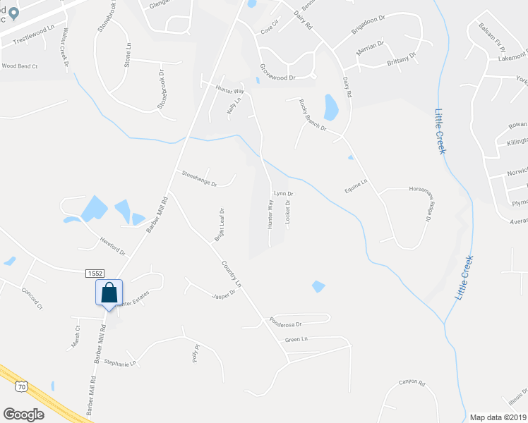 map of restaurants, bars, coffee shops, grocery stores, and more near 517 Hunter Way in Clayton