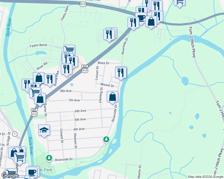 map of restaurants, bars, coffee shops, grocery stores, and more near 101 Rinks Circle in Columbia
