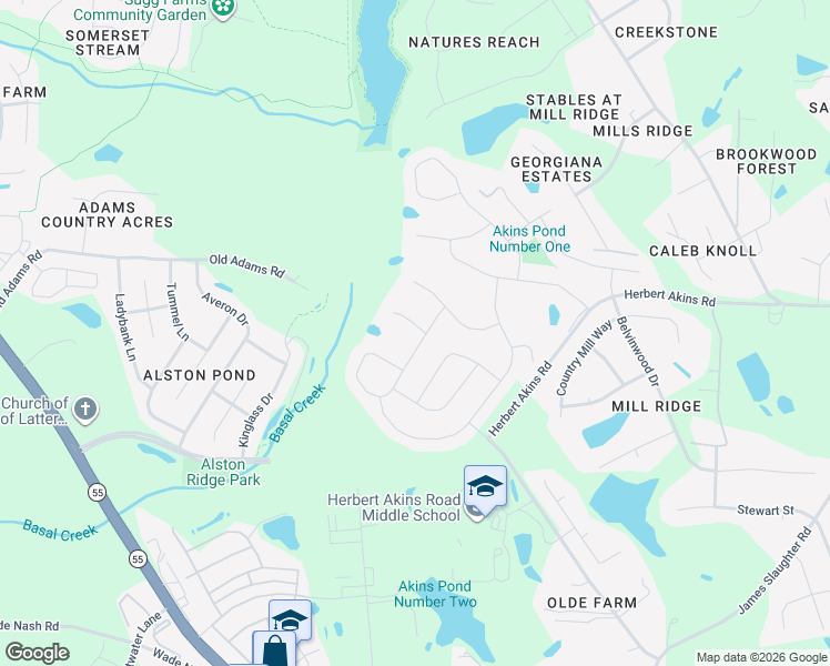 map of restaurants, bars, coffee shops, grocery stores, and more near 2414 Plowridge Road in Fuquay-Varina