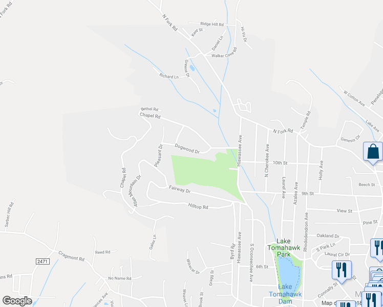 map of restaurants, bars, coffee shops, grocery stores, and more near 107 Dogwood Drive in Black Mountain
