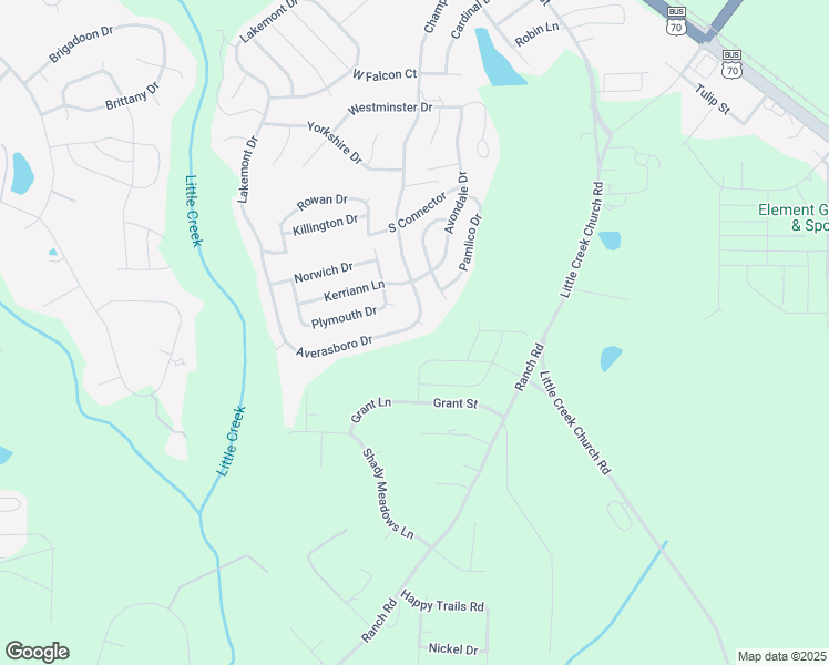 map of restaurants, bars, coffee shops, grocery stores, and more near 255 Averasboro Drive in Clayton