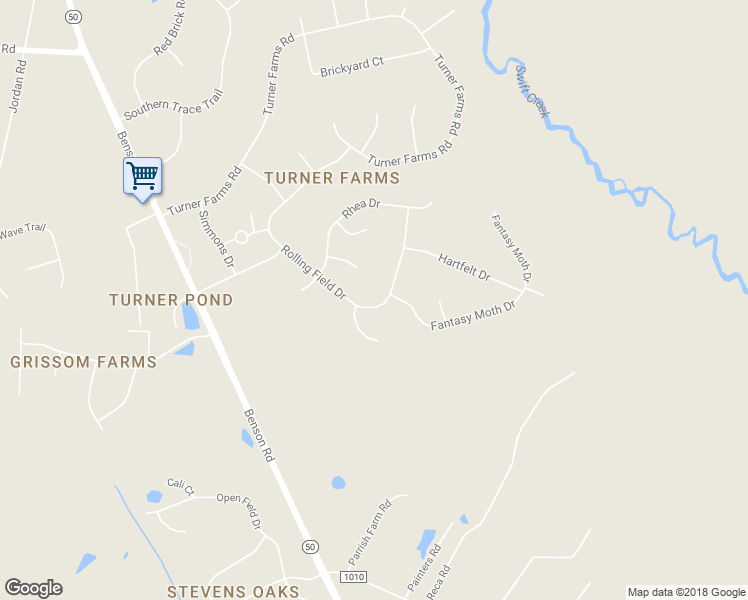 map of restaurants, bars, coffee shops, grocery stores, and more near 5412 Rolling Field Drive in Garner