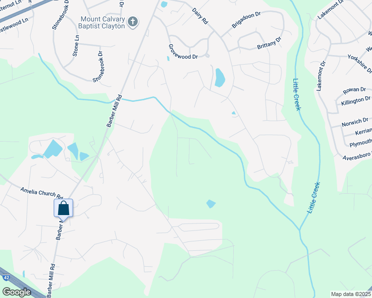 map of restaurants, bars, coffee shops, grocery stores, and more near 56 Locket Drive in Clayton