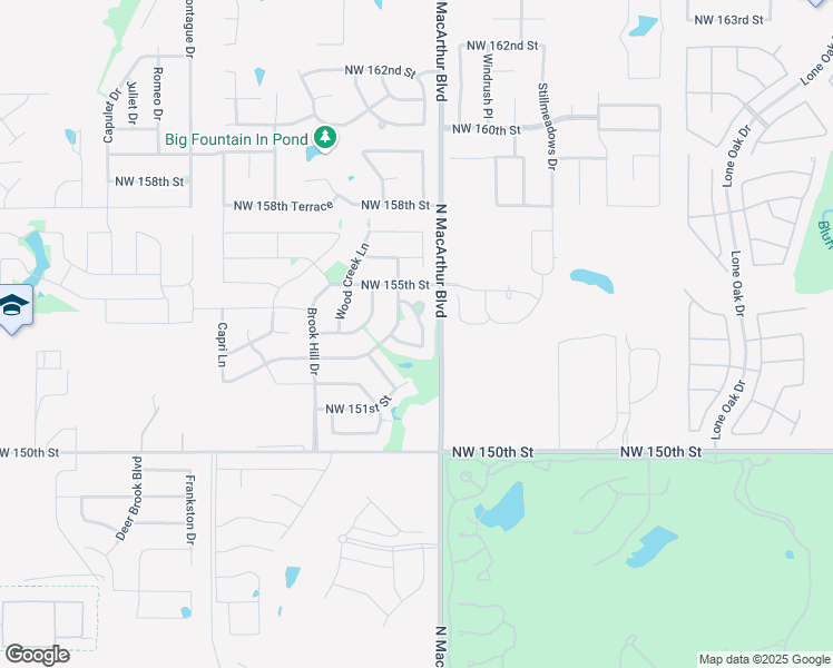 map of restaurants, bars, coffee shops, grocery stores, and more near 15409 Hickory Bend Lane in Edmond