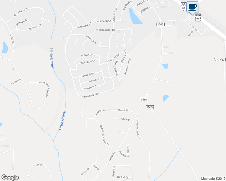 map of restaurants, bars, coffee shops, grocery stores, and more near 253 Averasboro Drive in Clayton