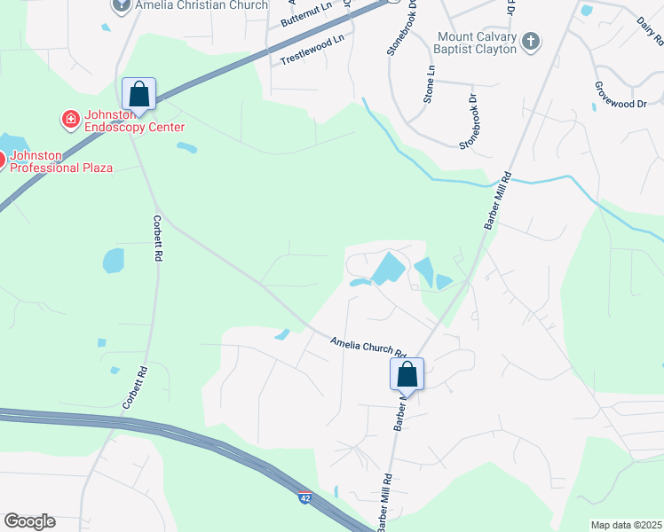 map of restaurants, bars, coffee shops, grocery stores, and more near 230 Thumper Way in Clayton