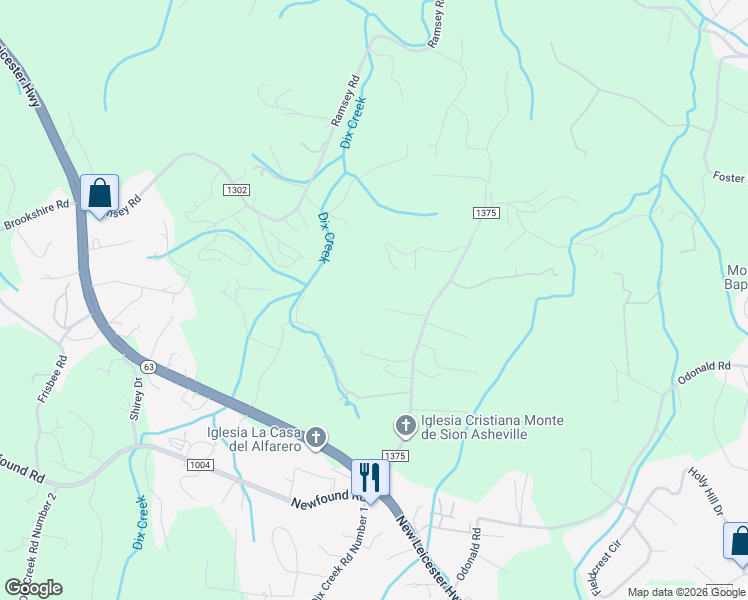 map of restaurants, bars, coffee shops, grocery stores, and more near 96 Dix Creek Chapel Road in Asheville