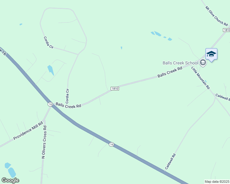 map of restaurants, bars, coffee shops, grocery stores, and more near 2960 Balls Creek Road in Newton