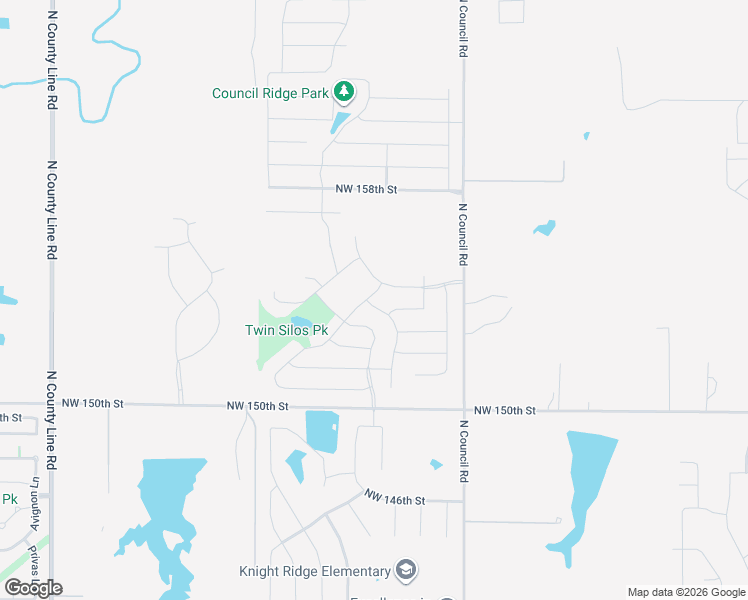 map of restaurants, bars, coffee shops, grocery stores, and more near 8242 Northwest 158th Street in Edmond