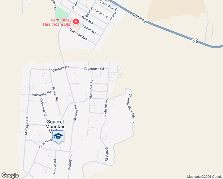 map of restaurants, bars, coffee shops, grocery stores, and more near 3712 Piute Hill Road in Lake Isabella
