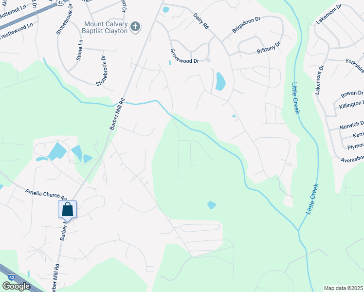 map of restaurants, bars, coffee shops, grocery stores, and more near 508 Hunter Way in Clayton