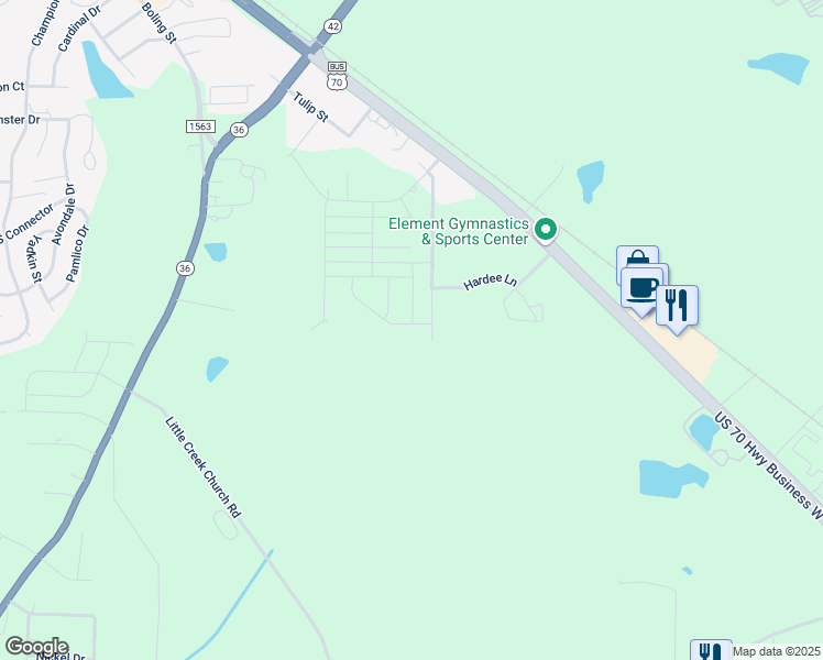 map of restaurants, bars, coffee shops, grocery stores, and more near 811 Wildwood Drive in Clayton