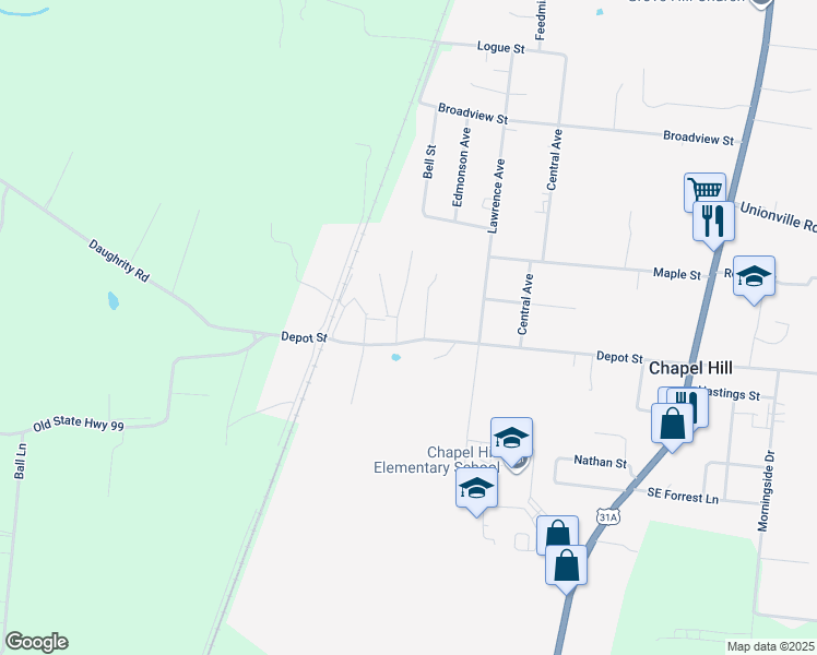 map of restaurants, bars, coffee shops, grocery stores, and more near 518 Depot Street in Chapel Hill
