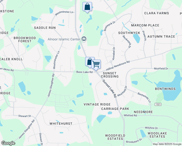 map of restaurants, bars, coffee shops, grocery stores, and more near 1920 Bass Lake Road in Fuquay Varina