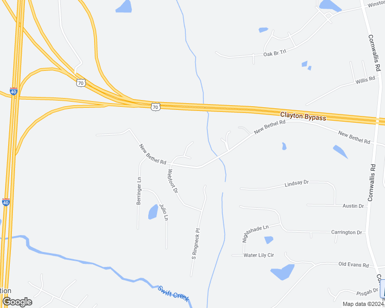 map of restaurants, bars, coffee shops, grocery stores, and more near 63 Speight Lane in Garner