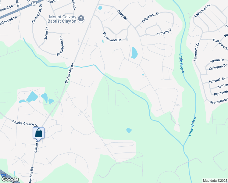 map of restaurants, bars, coffee shops, grocery stores, and more near 14 Locket Drive in Clayton