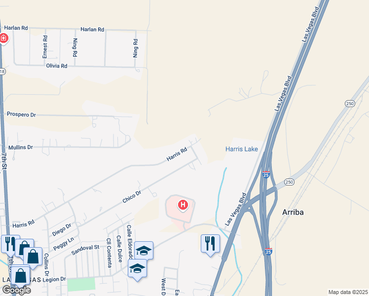 map of restaurants, bars, coffee shops, grocery stores, and more near 276 Harris Road in Las Vegas