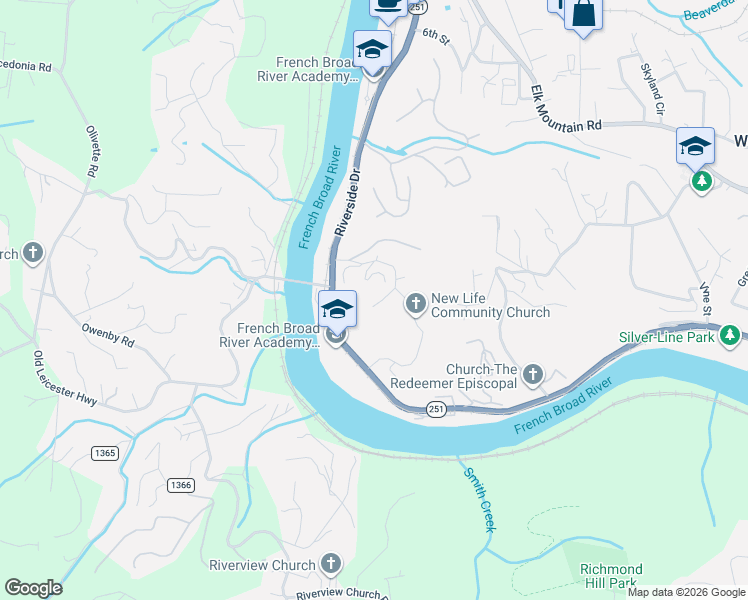 map of restaurants, bars, coffee shops, grocery stores, and more near 31 Grey River Run in Woodfin