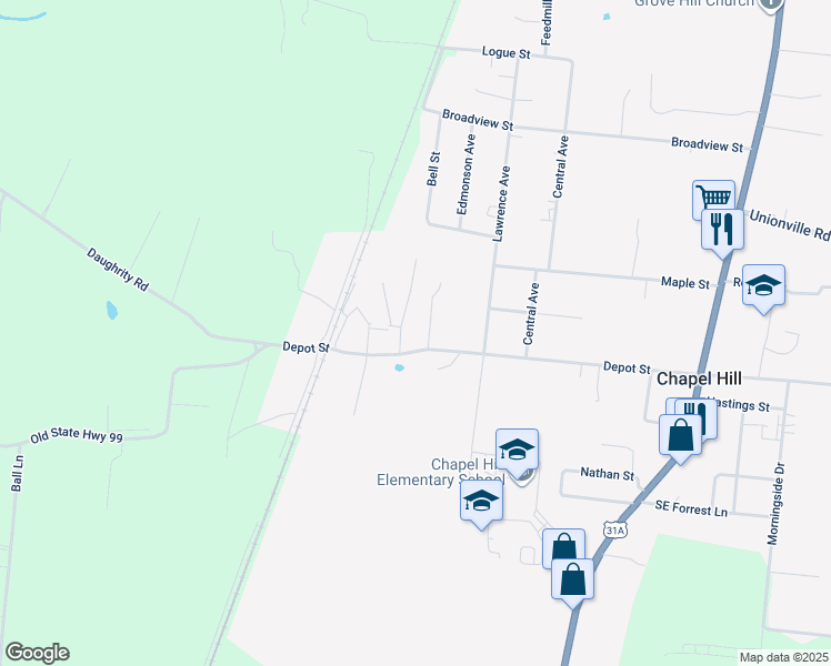 map of restaurants, bars, coffee shops, grocery stores, and more near 518 Depot Street in Chapel Hill