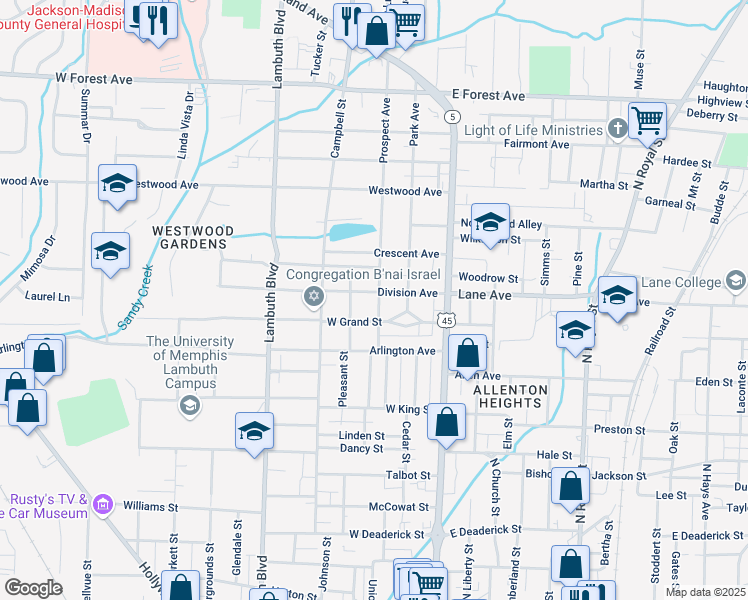 map of restaurants, bars, coffee shops, grocery stores, and more near 316 Division Avenue in Jackson