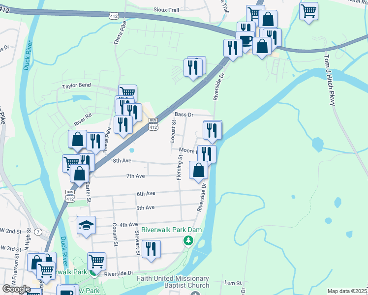 map of restaurants, bars, coffee shops, grocery stores, and more near 1000 Fleming Street in Columbia