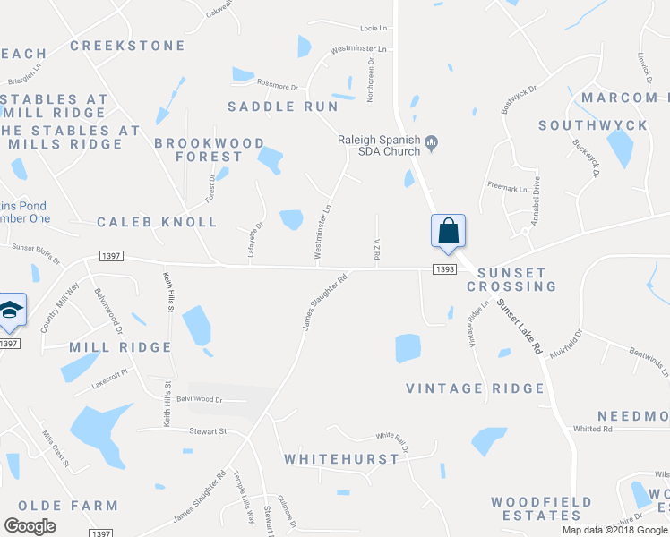 map of restaurants, bars, coffee shops, grocery stores, and more near 1737 Bass Lake Road in Fuquay-Varina